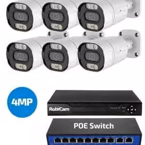 Kit POE RobiCam, 6 telecamere, registratore NVR, switch POE