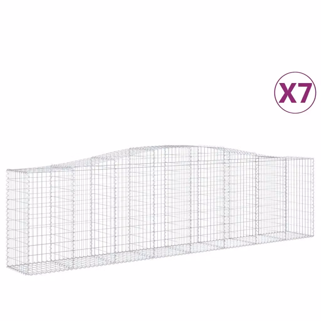 Set di 7 Cesti Gabbioni ad Arco vidaXL in Acciaio Zincato Argento L: 400 cm, P: 50 cm, H: 100/120 cm – 2