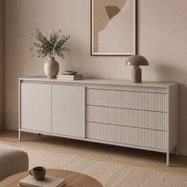 Madia Hatone DMORA con 3 cassetti, beige, L: 187 cm, P: 40 cm, H: 81 cm – 1