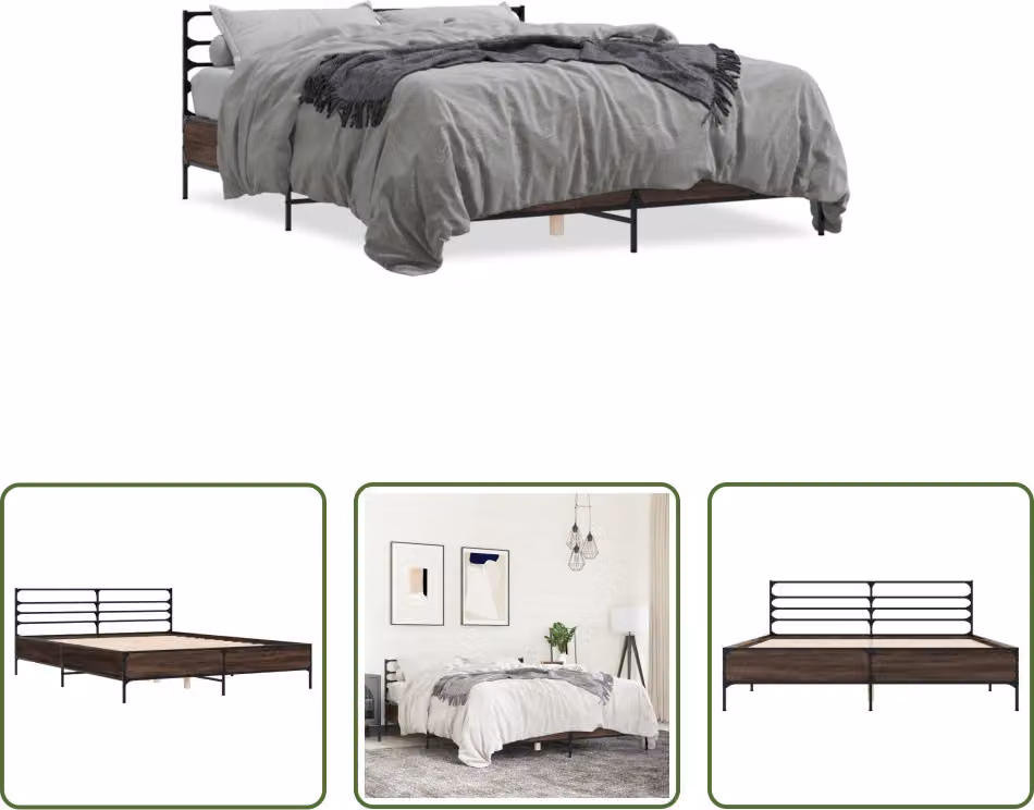 The Living Store Struttura letto in rovere marrone 150x200 cm Materiale legno Metallo