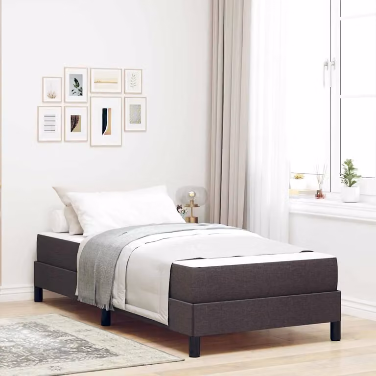 Letto a molle con materasso vidaXL in tessuto marrone, L/P/H: 90 x 190 x 45 cm