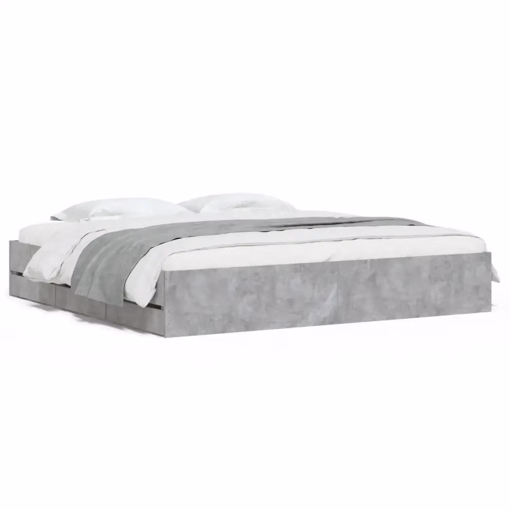 vidaXL Giroletto con Cassetti in Legno Multistrato Grigio 160 x 200 cm – 2