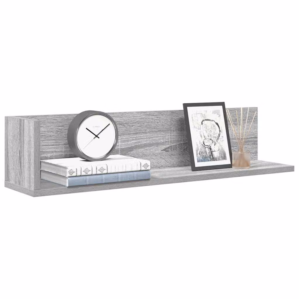 Set di 2 mensole a parete vidaXL in MDF color Grigio Sonoma, L 75 cm x P 16,5 cm x H 16,5 cm