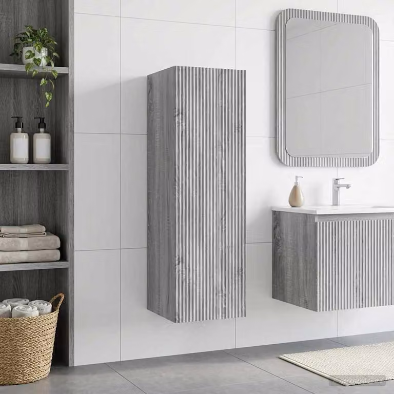 Mobiletto da bagno a muro vidaXL in stile moderno, colore grigio, L/P/H: 33 x 34,5 x 60 cm