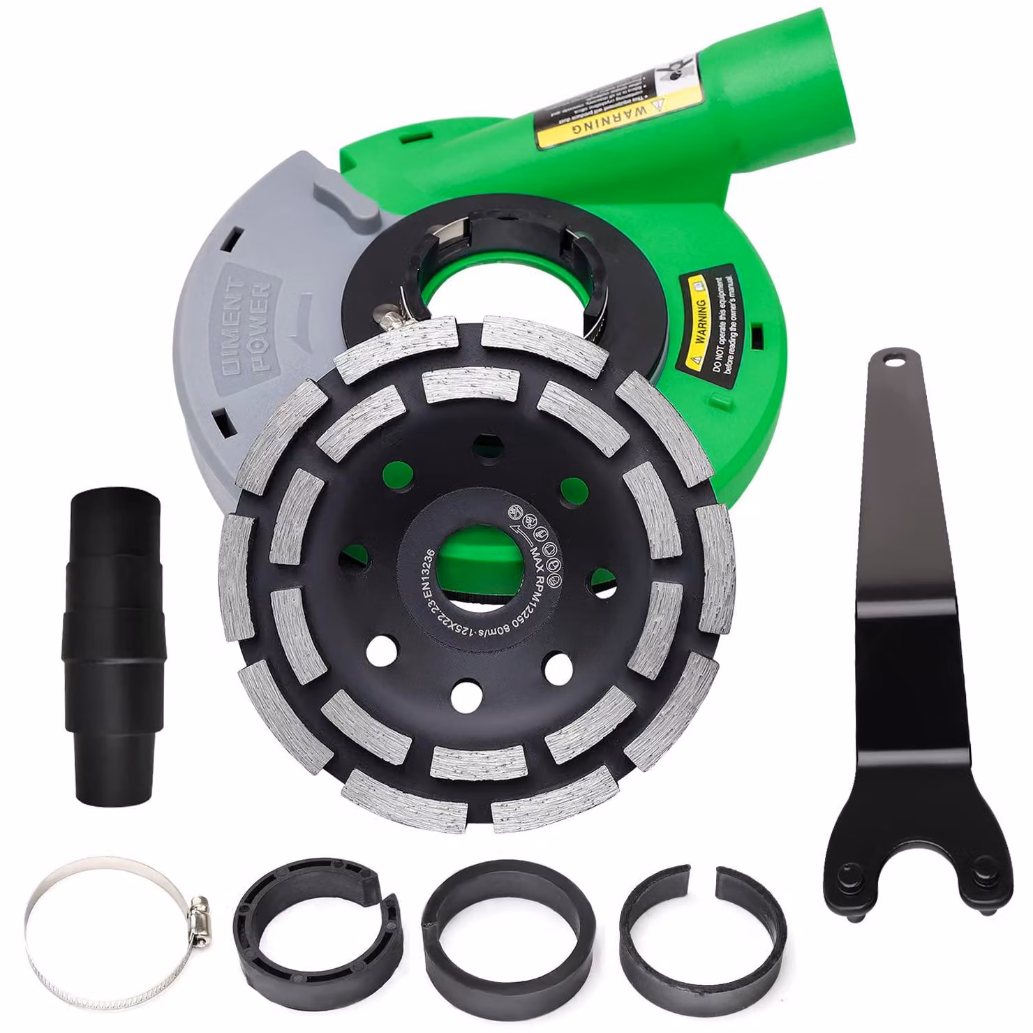 Cappa aspirante per smerigliatrice angolare da 115/125 mm, inclusa una mola abrasiva diamantata