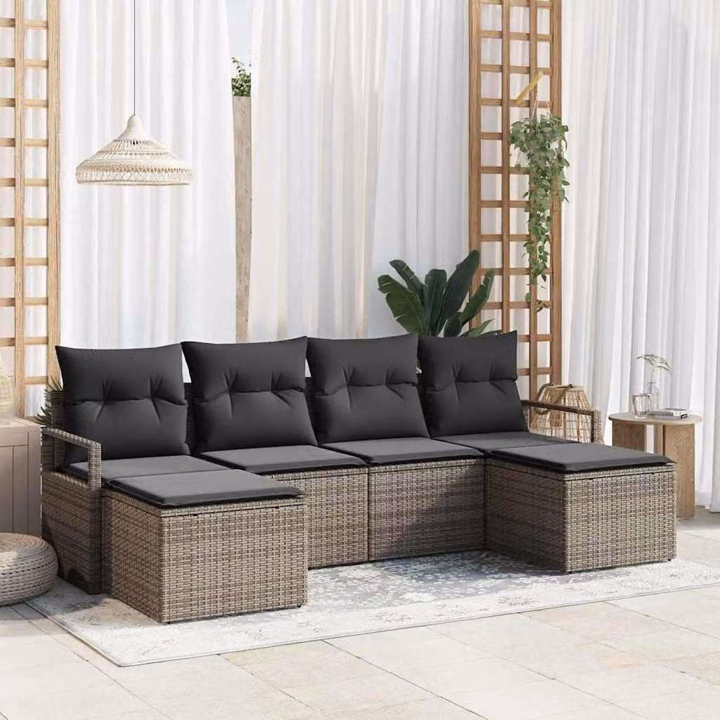 Maison Exclusive - Set di divani 6 pcs Grigio polyrattan