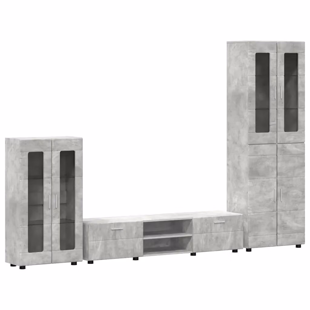 Set mobile TV vidaXL FLORIN 3 pezzi Grigio cemento in legno e MDF per soggiorno o ufficio – 2