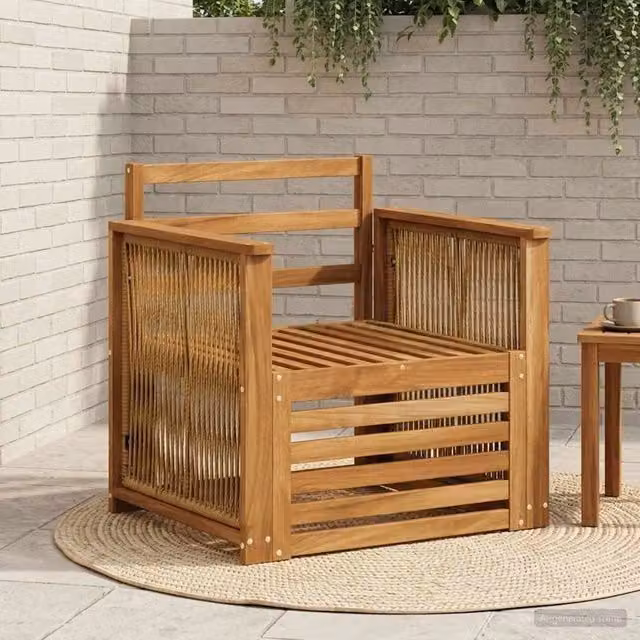 Divano centrale da esterno moderno vidaXL in legno di acacia color marrone naturale