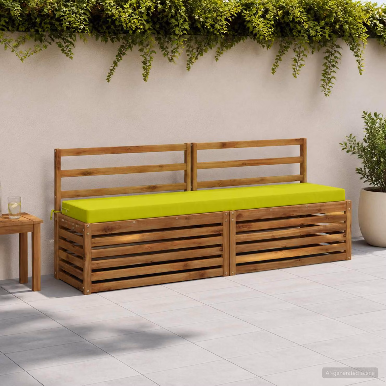 Set di 2 cuscini per panchina vidaXL SOEST verdi in poliestere con imbottitura in schiuma, L: 170 cm, P: 40 cm, H: 8 cm