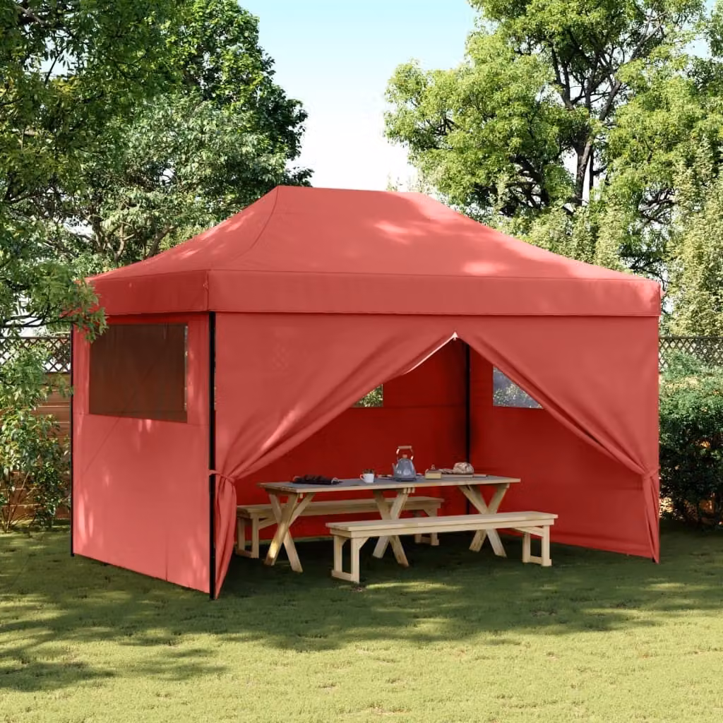 Maison Exclusive - Tenda da festa pieghevole pop-up con 4 pannelli laterali, rosso bordeaux