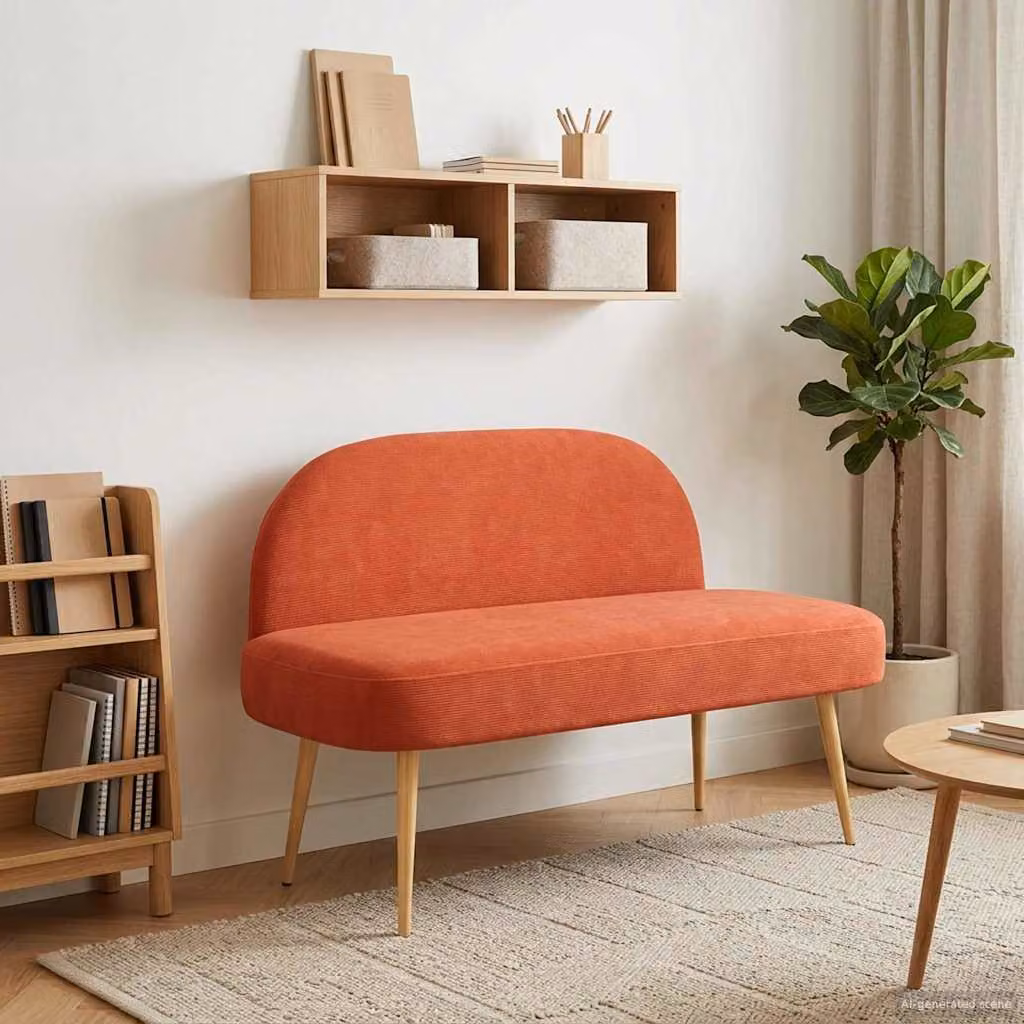 Panchina imbottita con schienale vidaXL in rosso arancio L: 110 cm, P: 60 cm, H: 76 cm