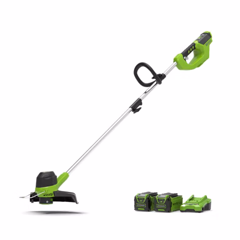 Tagliabordi Greenworks 40V Verde con 2 Batterie da 2Ah e filo di taglio