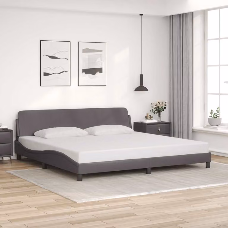 Giroletto vidaXL Dover Grigio in Similpelle con Struttura in Legno di Pino L/P/H: 200 x 200 x 103,5 cm