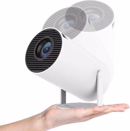 Proiettore portatile 4K con rotazione a 180 gradi - piccolo videoproiettore - proiettore cinematografico portatile - correzione automatica dell'inclinazione - proiettore home cinema compatto
