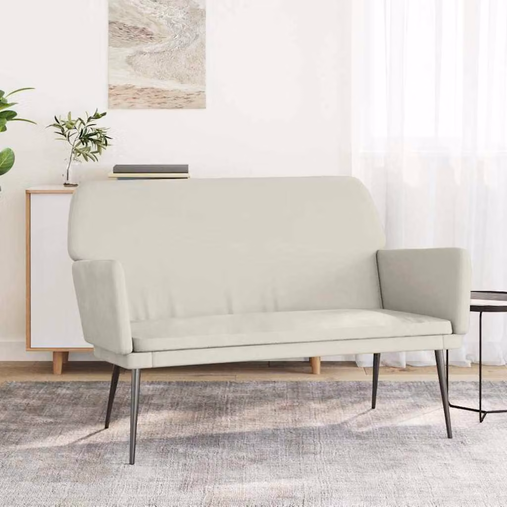 Panca moderna vidaXL in velluto beige con braccioli per soggiorno L: 108 cm, P: 79 cm, H: 79 cm