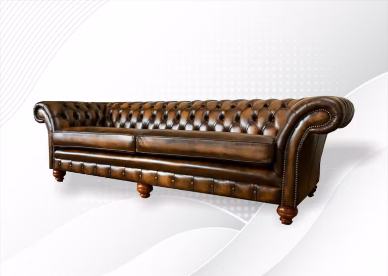 Xxl Sofa 4 Sitzer Couch Chesterfield Polster Sitz Garnitur Leder Textil Braun