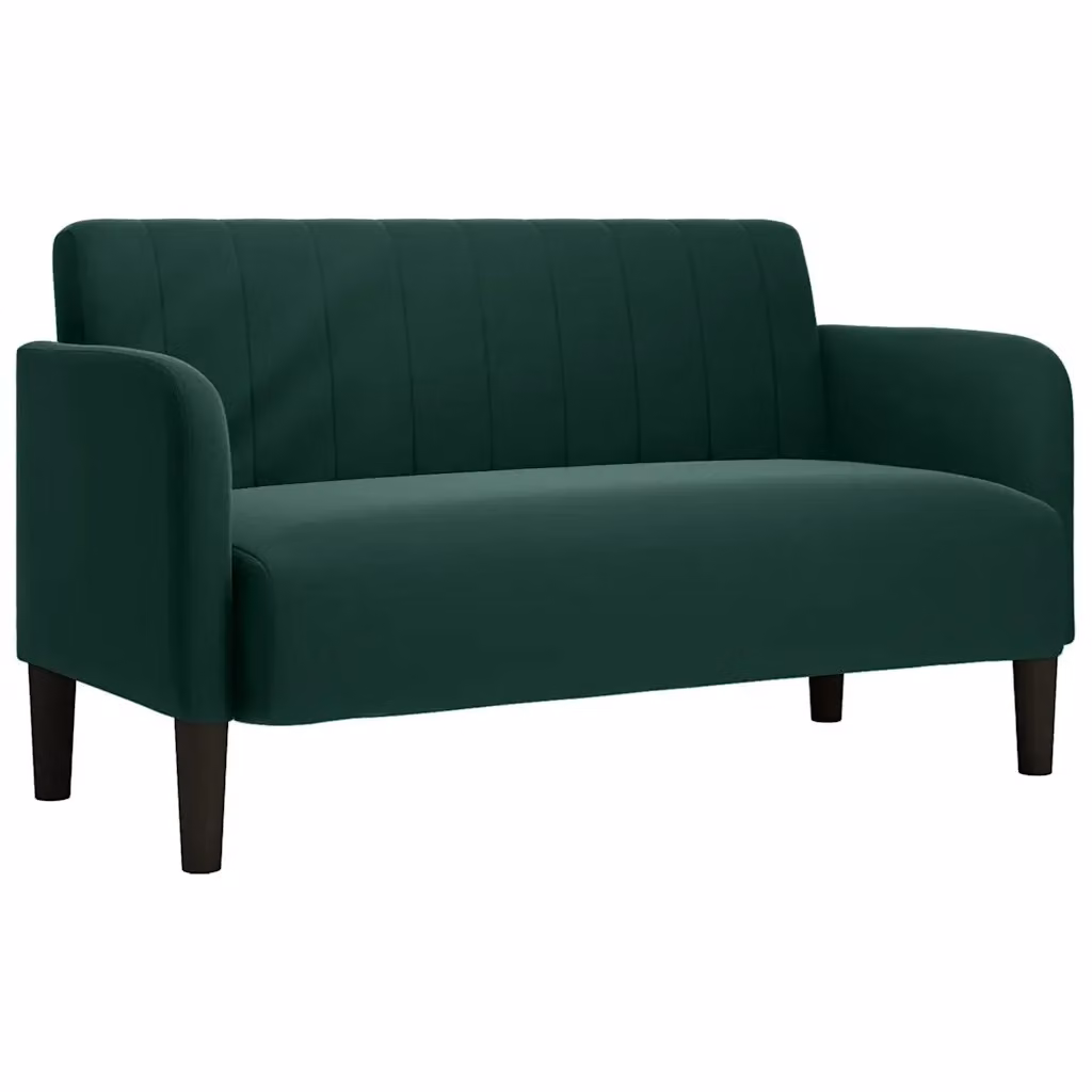 Divanetto in Velluto Verde vidaXL per Soggiorno L: 124 cm, P: 74 cm, H: 68 cm – 2