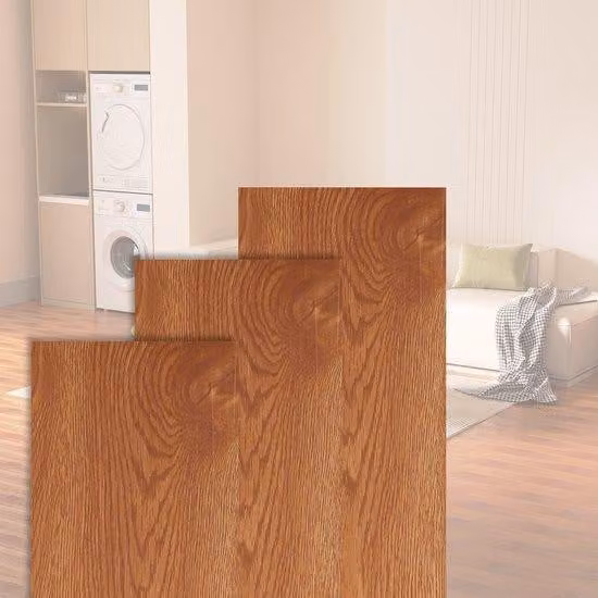 Set di laminati in PVC autoadesivi (28 pezzi, 4 m²), impermeabili e resistenti alle crepe, per cucina, soggiorno e balcone, marrone caldo
