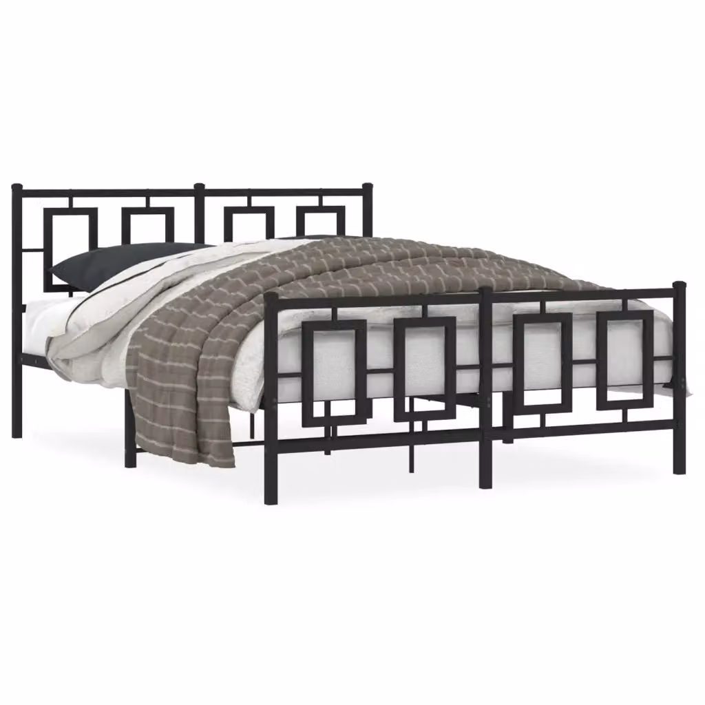 Giroletto con testiera e pediera in metallo nero vidaXL L: 142 cm, P: 196 cm, H: 91 cm – 2