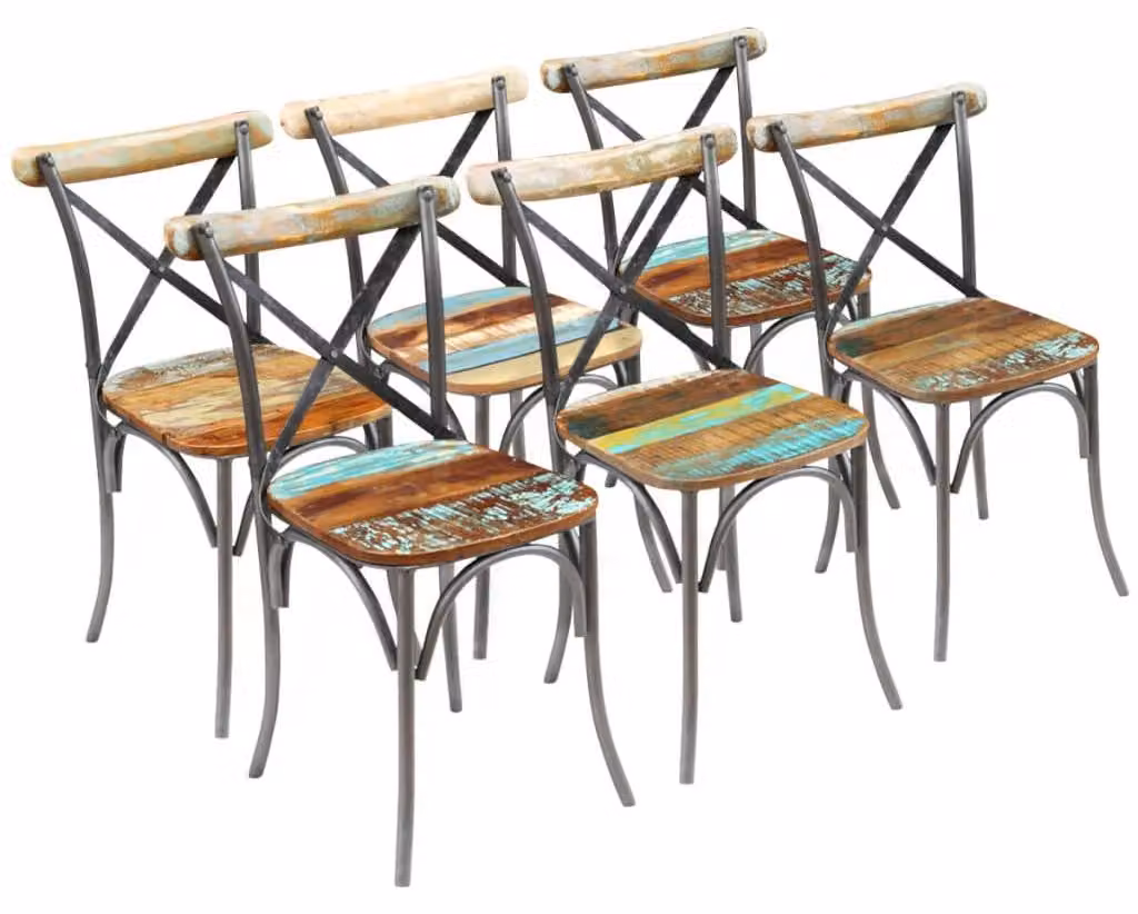 Sedia da pranzo - Sedia per la sala da pranzo - Sedia a forma di conca - Sedia in legno - Arredamento - Legno di mango massello - Struttura in acciaio robusta