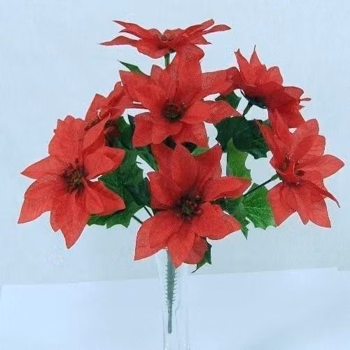 Composizione artificiale a forma di stella di Natale, altezza 30 cm, con 7 fiori