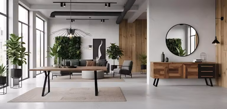 Tavolo da pranzo, credenza, stile moderno, colore marrone, nuovo, forma rettangolare, materiale: legno
