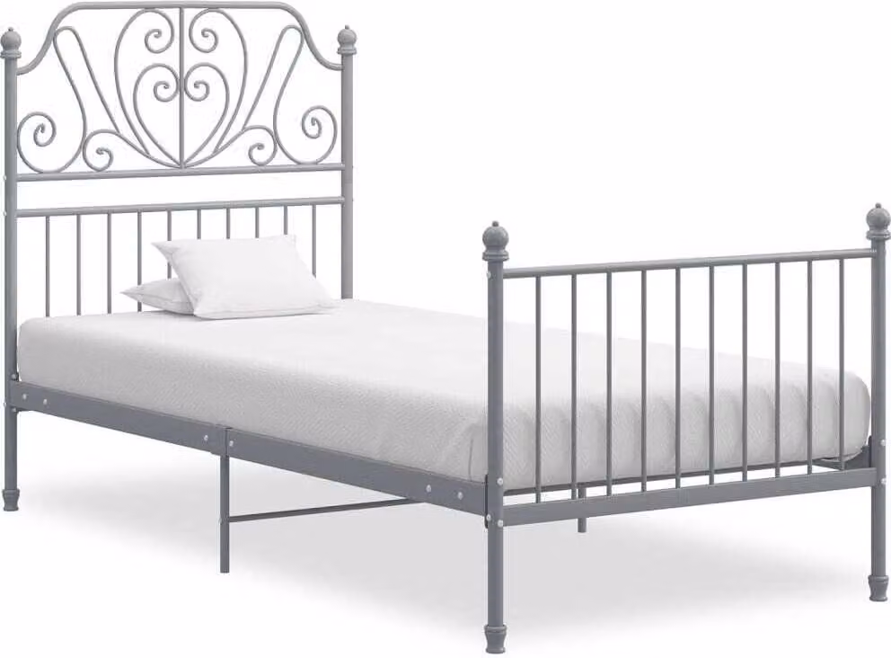 The Living Store Struttura letto in metallo grigio 100x200 cm