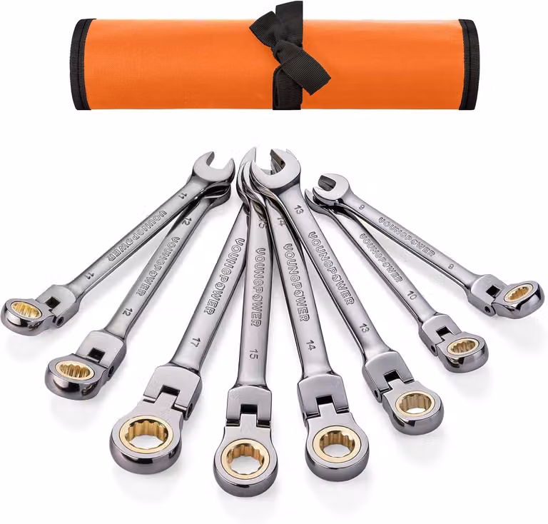 Set di chiavi a forchetta flessibili, 8 pezzi, da 6 a 17 mm, per uso domestico