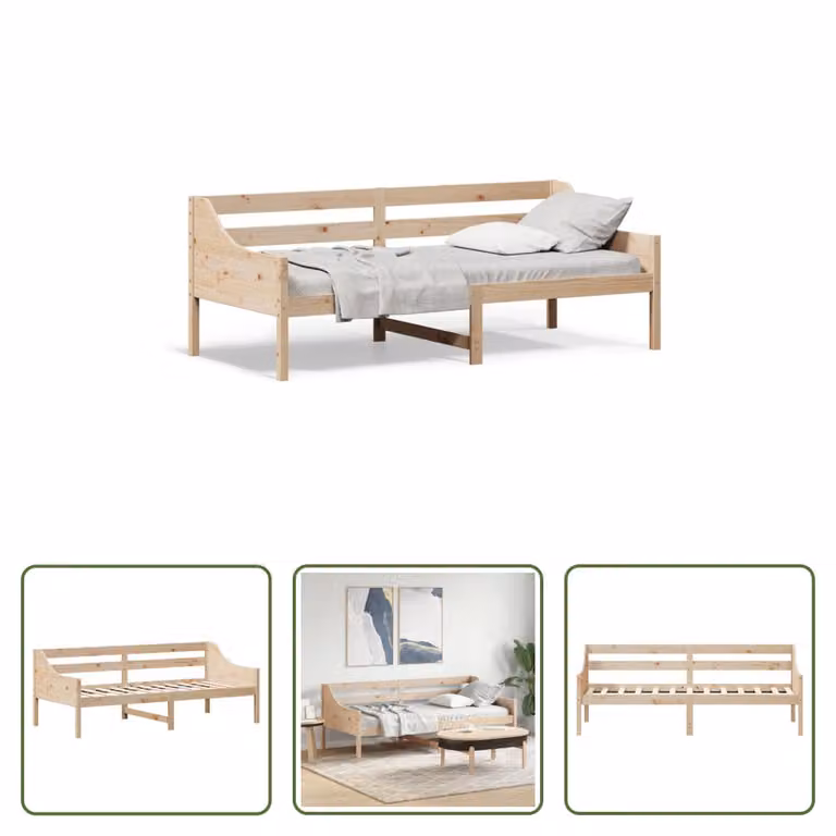The Living Store Letto da giorno senza materasso 80x200 cm in legno di pino massiccio