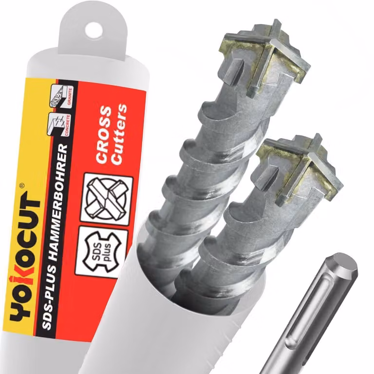 Trapano SDS Plus da 6x200 mm, confezione da 2 pezzi, trapano a percussione con 4 taglienti, ideale per forare cemento, muratura e mattoni