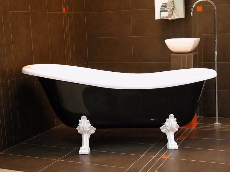 Vasca da bagno freestanding Art Nouveau Roma 147 x 71 x 72,5 cm nero/bianco/bianco - Bagno antico barocco