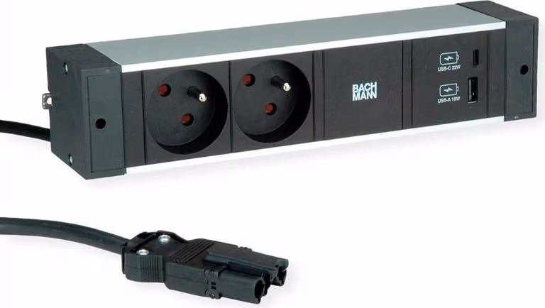 BACHMANN Binario da tavolo 2xUTE 1xUSB A&C 22W 2,0m GST18