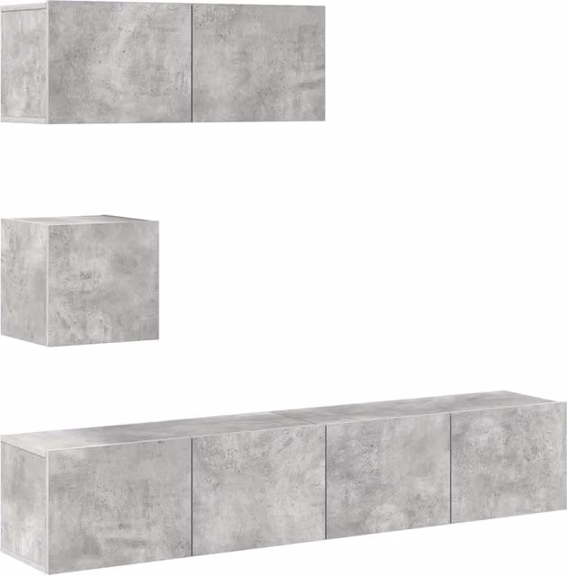 Set di Mobili Porta TV Moderno DESIGN IN in Legno e MDF Grigio, Composto da 4 Pezzi da Appendere alla Parete, L/P/H: 80 x 30 x 30 cm