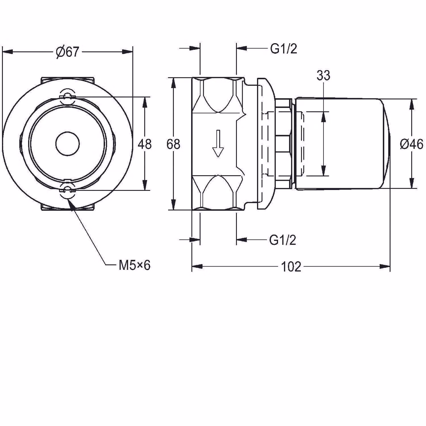 Raccordo doccia KWC AR, idr., DN15, per colonna doccia, senza miscelatore