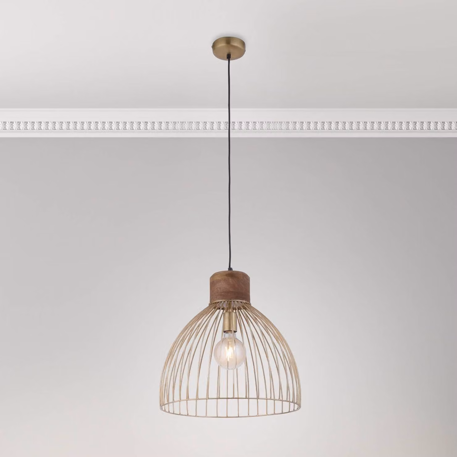 JUST LIGHT. GmbH Lampada a sospensione Alami, dimmerabile, Legno chiaro, Soggiorno / Sala da pranzo, Legno, Lampada a sospensione