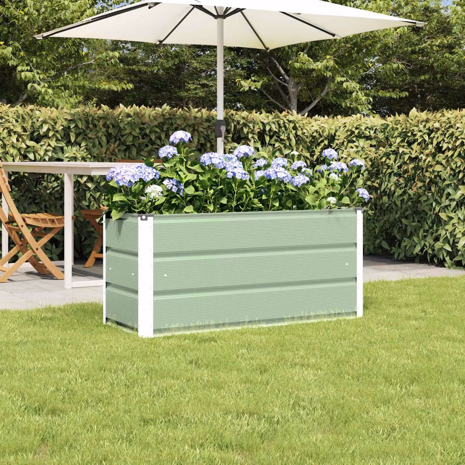 Fioriera verde vidaXL in acciaio e plastica per piante da interno L 100 x P 40 x H 45 cm