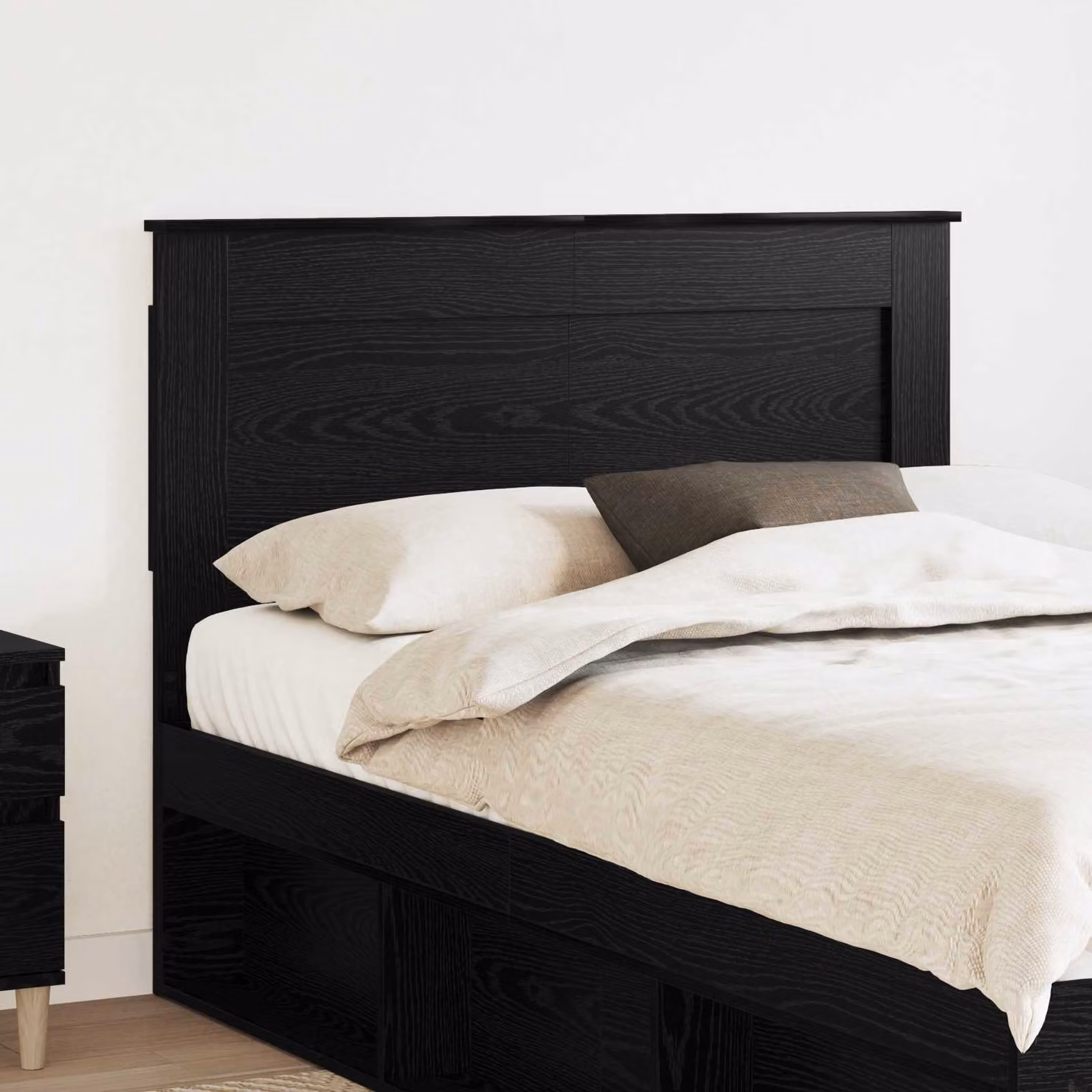 Testiera per letto moderna vidaXL in legno ingegnerizzato rovere nero