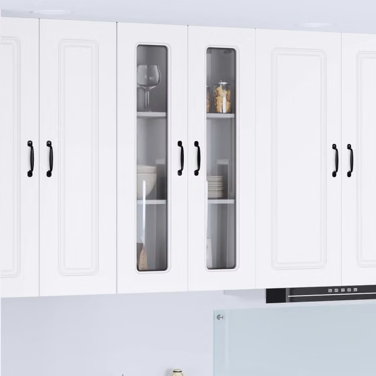 vidaXL Pensile da cucina Kalmar Bianco con ante a battente e ripiani interni L 60 x P 31 x H 100 cm