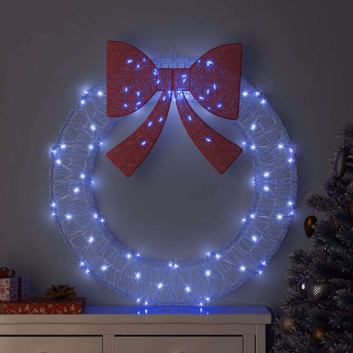 Lampada a soffitto LED Corona vidaXL, colore blu, con telecomando, L 92 x P 92 x H 9,5 cm