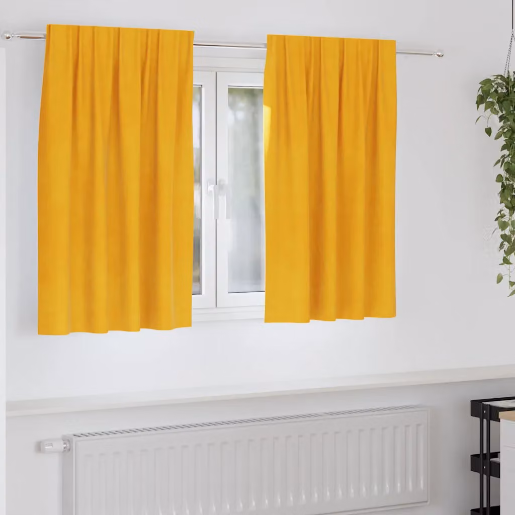 Set di 2 tende oscuranti vidaXL in velluto giallo, L 140 cm x H 140 cm