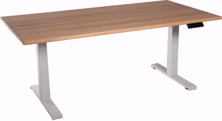 Scrivania da ufficio regolabile in altezza piano bianco in legno massiccio di faggio 160x80cm