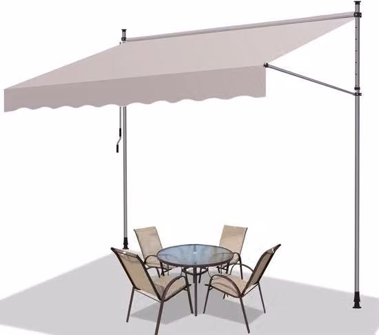 Ombrellone UV e idrorepellente per balcone, terrazza e giardino - Ombrello a sedia da esterno regolabile 300cm beige
