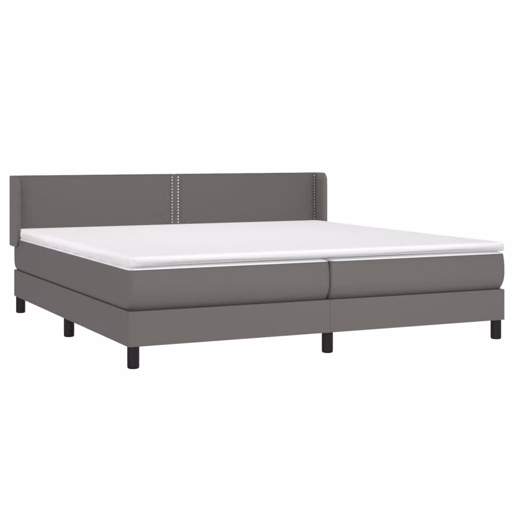 Giroletto a Molle con Materasso Grgio 200x200 cm in Pelle finta