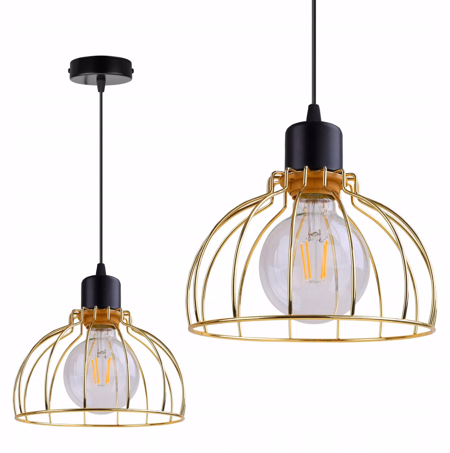 Lampadario A Sospensione Golden Wire Loft