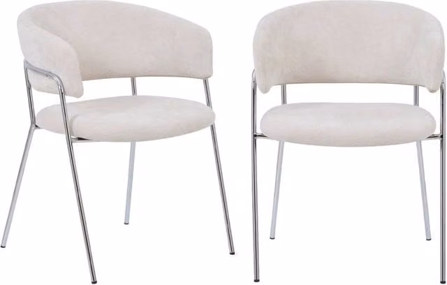 Set di 2 poltrone moderne SWEEEK in tessuto beige con struttura in metallo e plastica