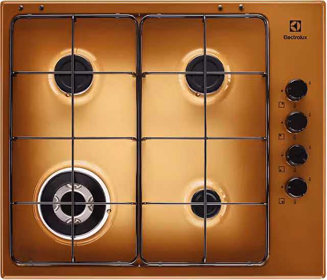 Piano cottura a gas Electrolux EGS6414T Serie 300 Slim, 4 fuochi, Acciaio Inox, Colore Terra di Francia, L: 59,4 cm, P: 51 cm