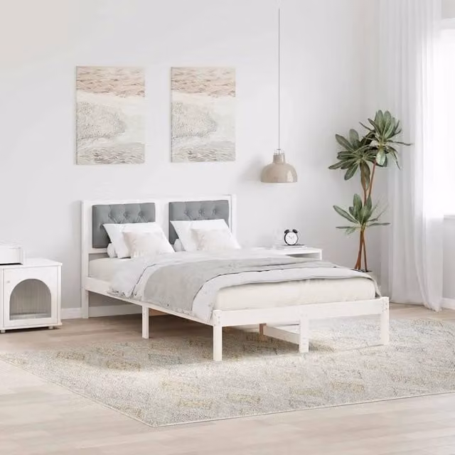 Struttura del letto-Giroletto Grigio chiaro 120 x 190 cm Pino massello 988872