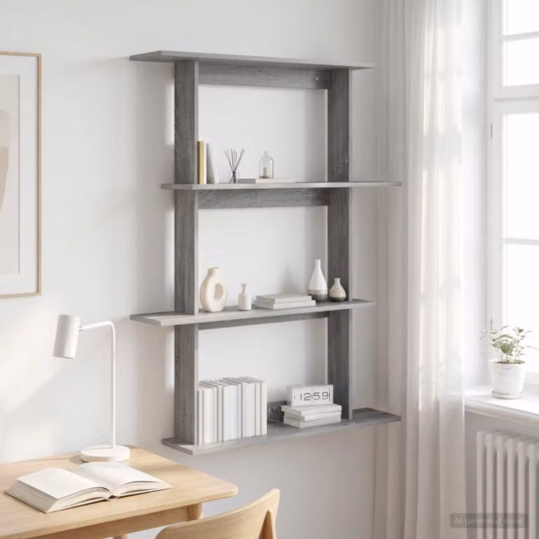 Scaffale da parete vidaXL moderno in MDF grigio L: 100 cm, P: 20 cm, H: 126 cm