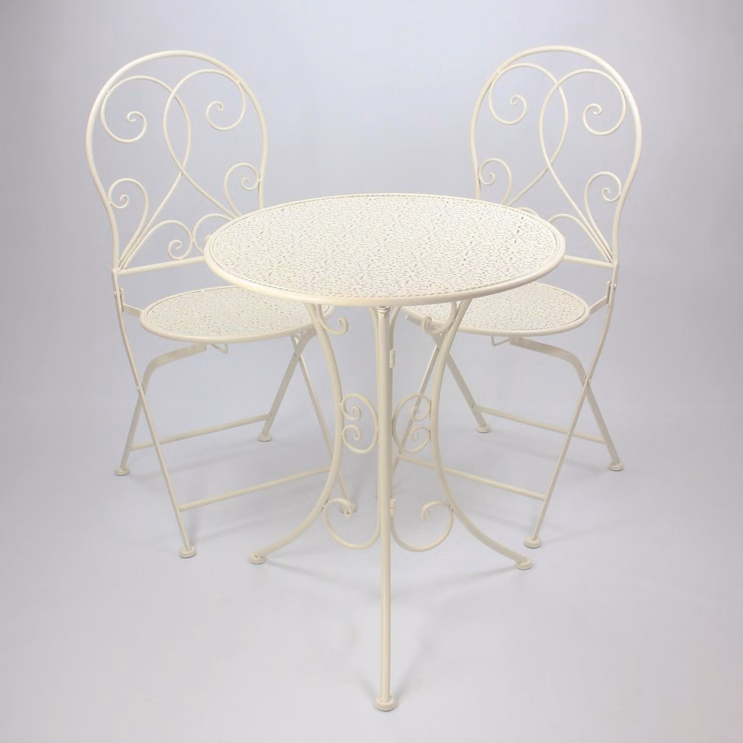 Set da bistrot 'White Romance' gruppo di sedute da 3 pezzi tavolo da giardino terrazza sedie balcone