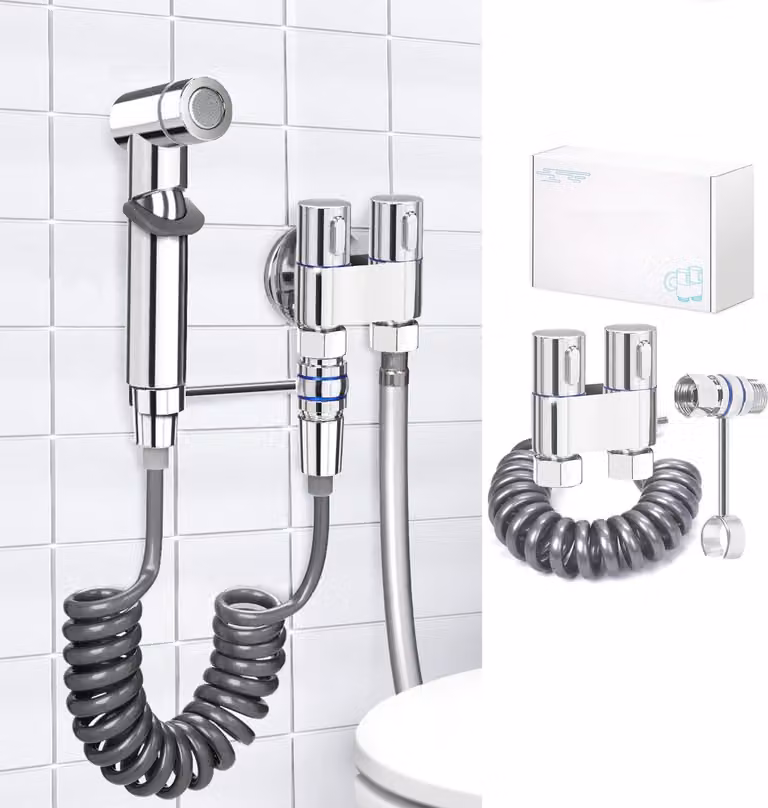 Doccetta per WC con valvola a 3 vie - Maniglia cromata - Set completo